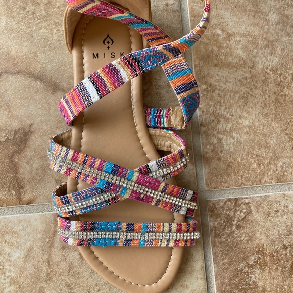 Coulour Plaid Rhinestone Misk Sandals Girls Sz 12 - Picture 2 of 6